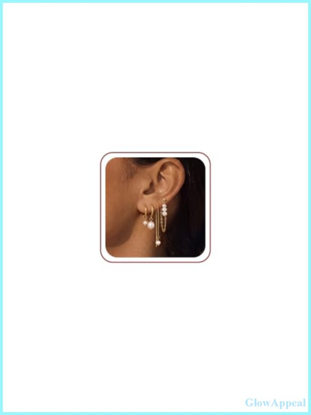 14K Gold Plated Pearl Earring Stack Set for Women, 4 Pairs Studs Drops Dangles